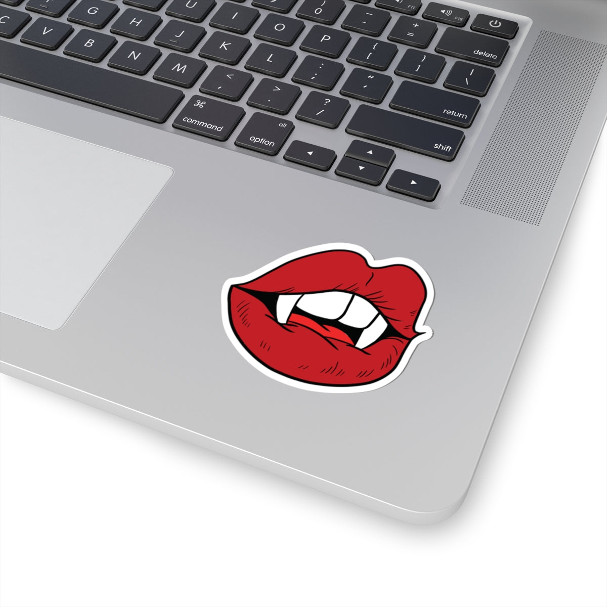 Vampire Kiss-Cut Stickers - Edgy Lip Biting Vampire Design for Halloween, Party Favors, Laptop Decor, Gift Ideas, Trendy Stickers