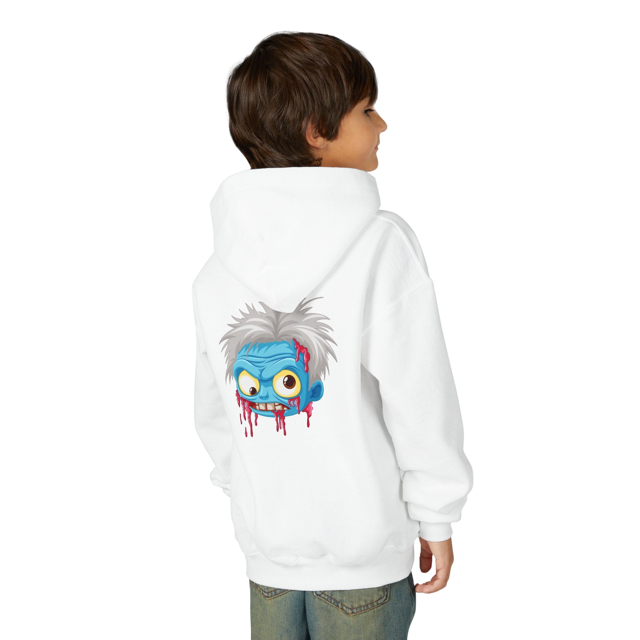 Youth Zombie Hoodie, Fun Halloween Sweatshirt, Cool Costume Apparel, Kids Graphic Hoodie, Gift for Halloween, Scary Cartoon Hoodie