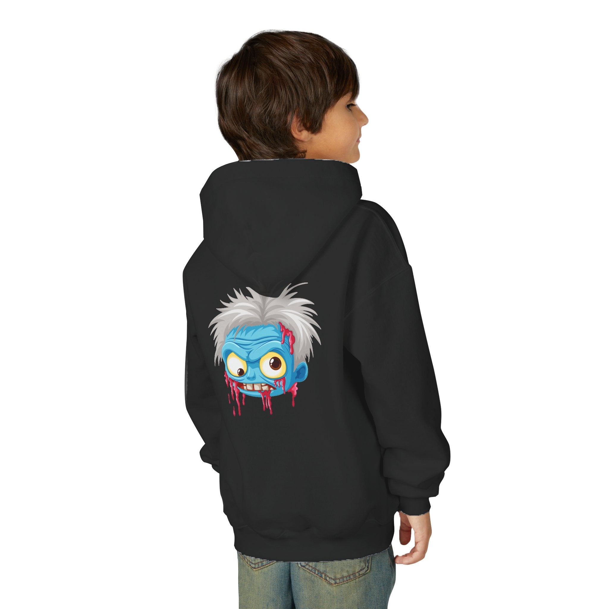 Youth Zombie Hoodie, Fun Halloween Sweatshirt, Cool Costume Apparel, Kids Graphic Hoodie, Gift for Halloween, Scary Cartoon Hoodie