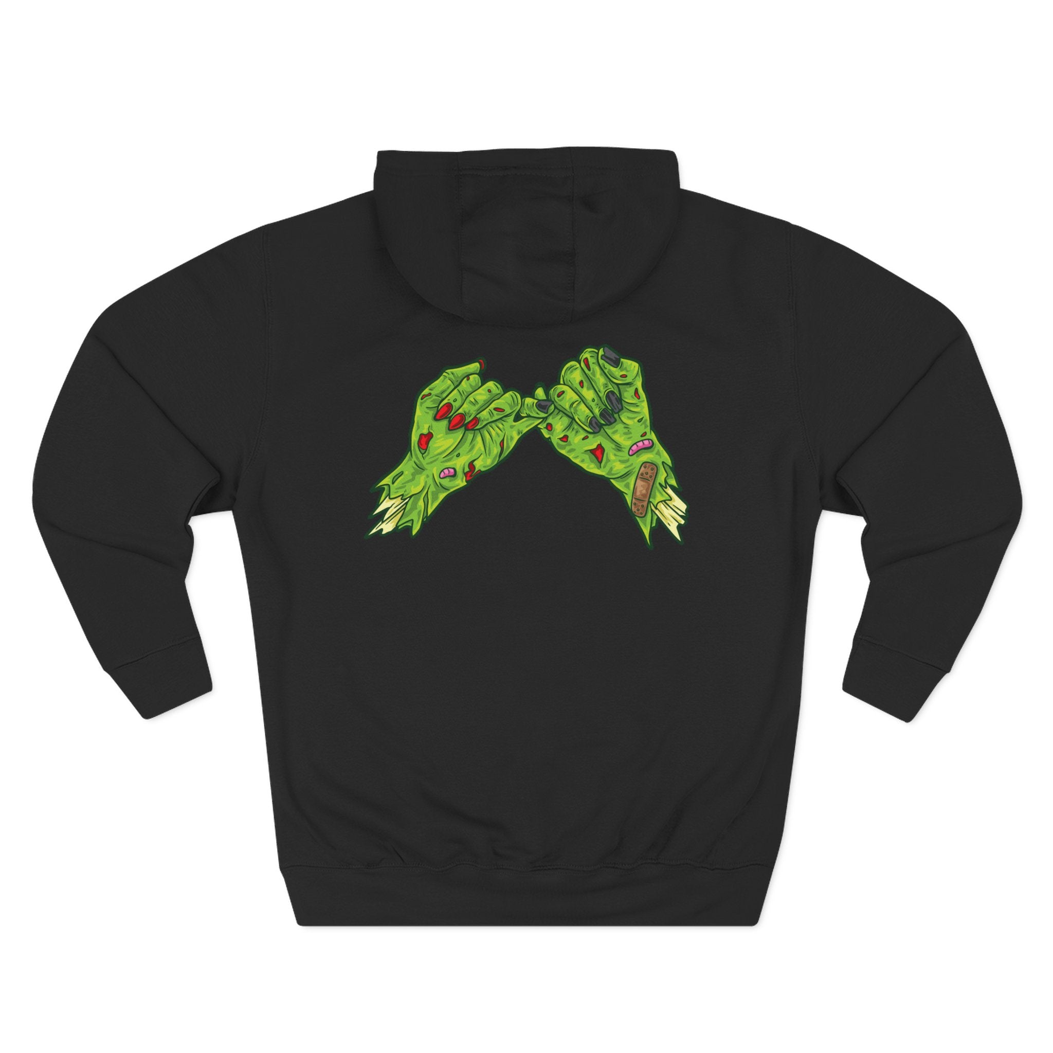 Zombie Hand Three-Panel Fleece Hoodie, Halloween Apparel, Graphic Hoodie, Unisex Sweatshirt, Fun Gift for Friends