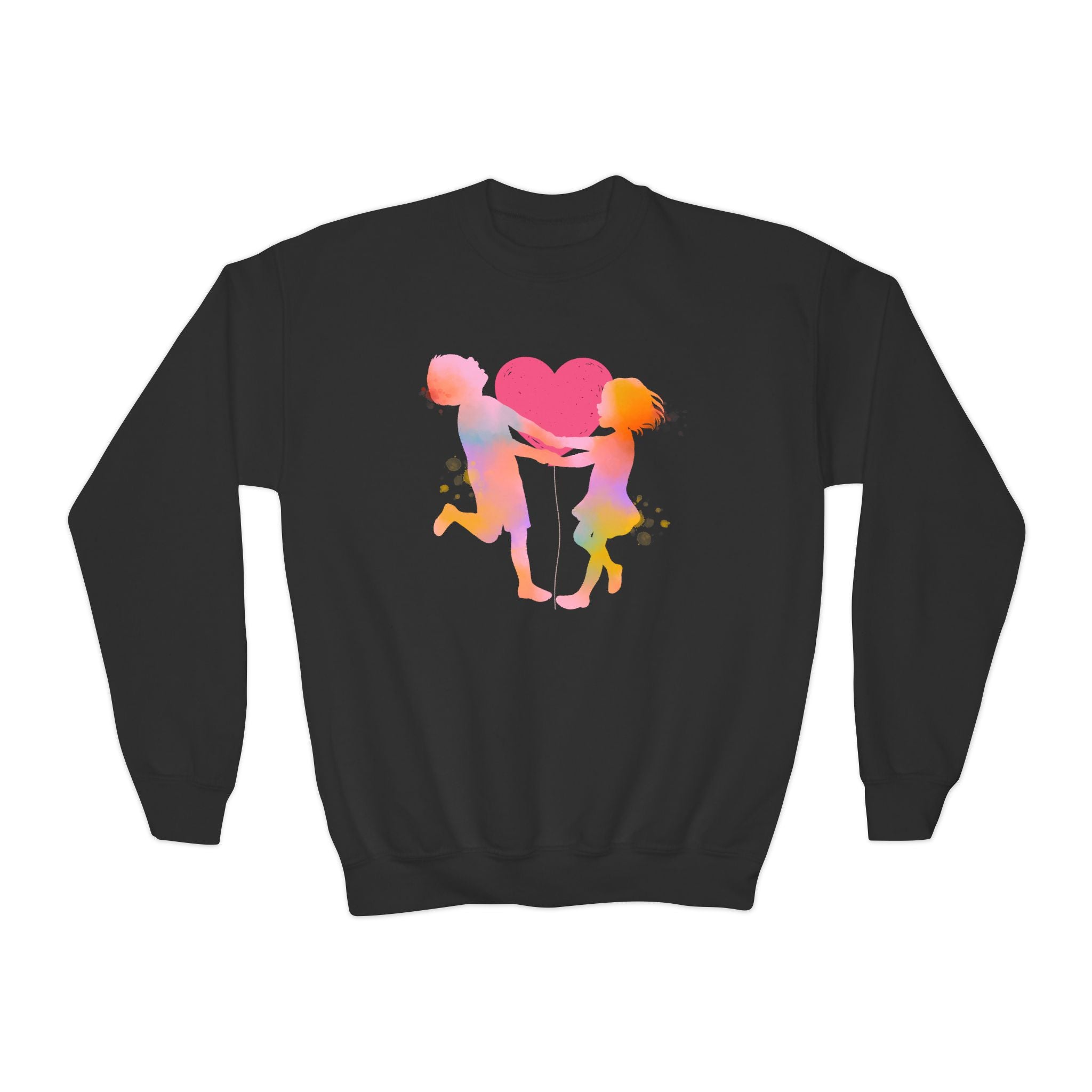 Colorful Heart Youth Crewneck Sweatshirt, Kids Apparel, Cute Sweatshirt, Love Themed Clothing