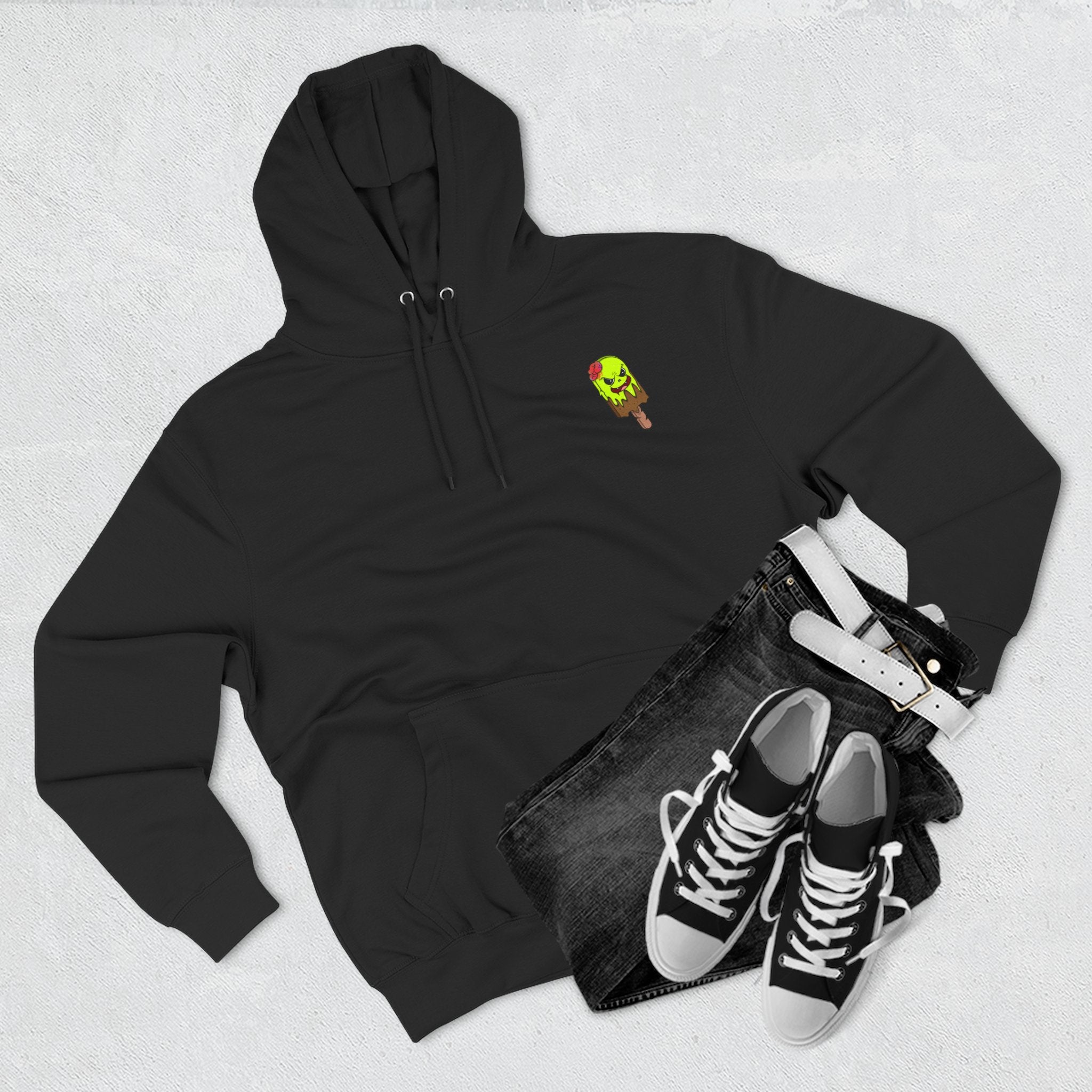 Zombie Hand Three-Panel Fleece Hoodie, Halloween Apparel, Graphic Hoodie, Unisex Sweatshirt, Fun Gift for Friends