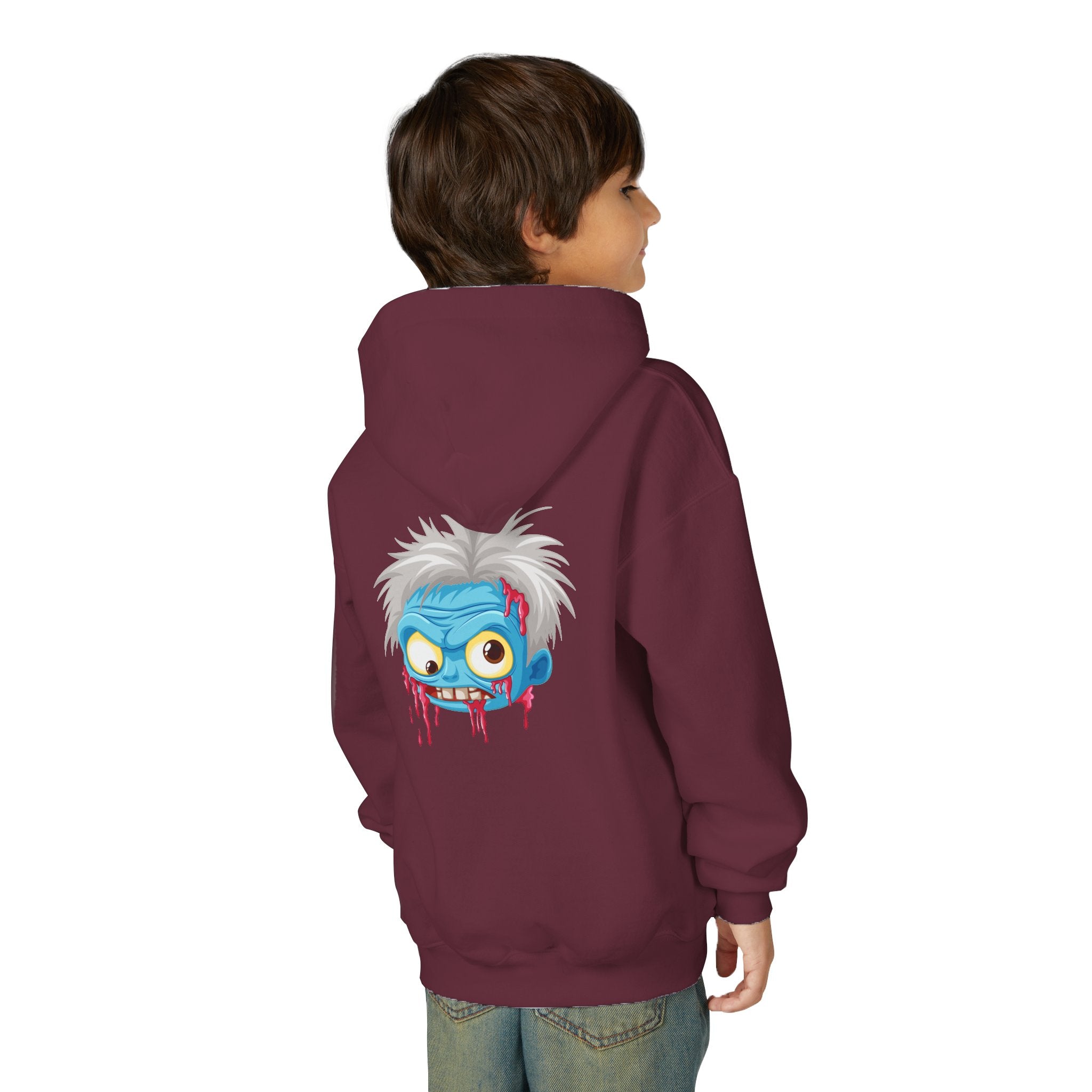 Youth Zombie Hoodie, Fun Halloween Sweatshirt, Cool Costume Apparel, Kids Graphic Hoodie, Gift for Halloween, Scary Cartoon Hoodie