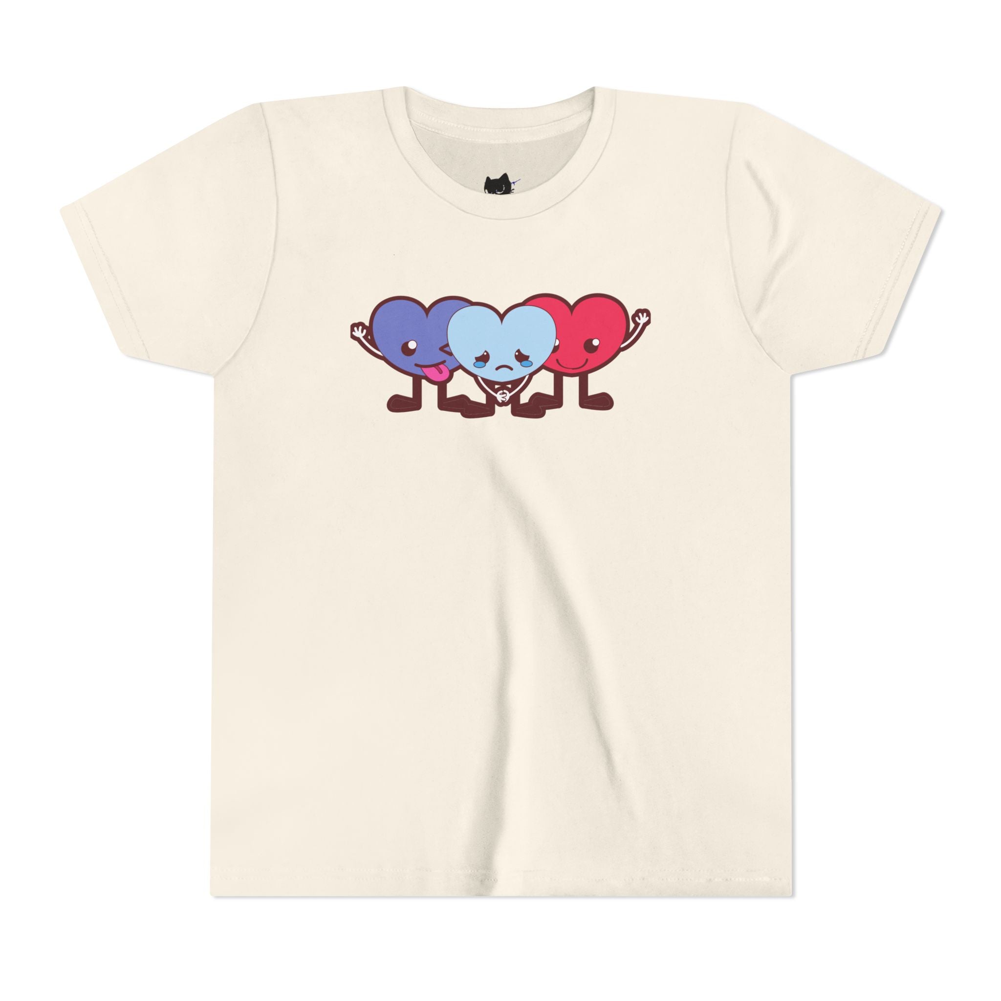 Playful Heart Friends Youth Tee, Kids Graphic T-Shirt, Cute Short Sleeve
