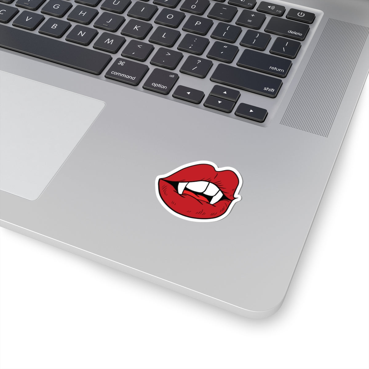 Vampire Kiss-Cut Stickers - Edgy Lip Biting Vampire Design for Halloween, Party Favors, Laptop Decor, Gift Ideas, Trendy Stickers