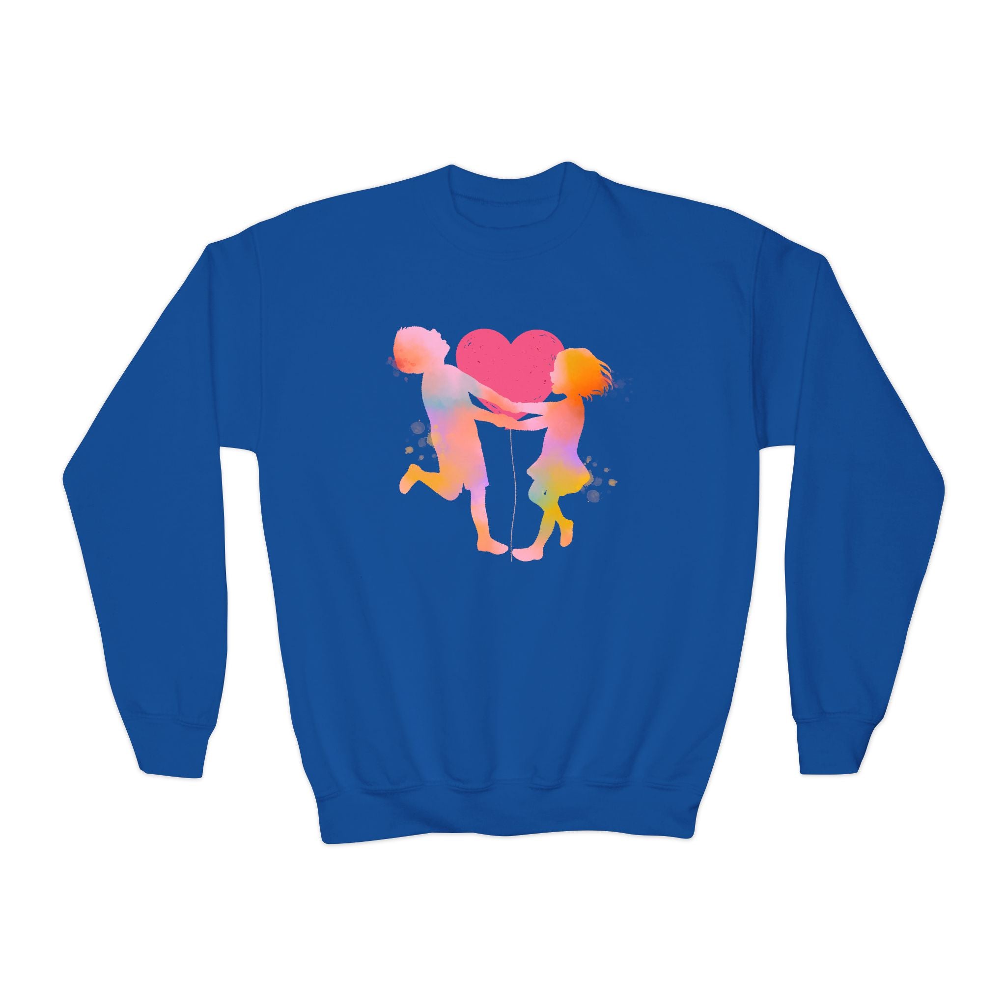 Colorful Heart Youth Crewneck Sweatshirt, Kids Apparel, Cute Sweatshirt, Love Themed Clothing