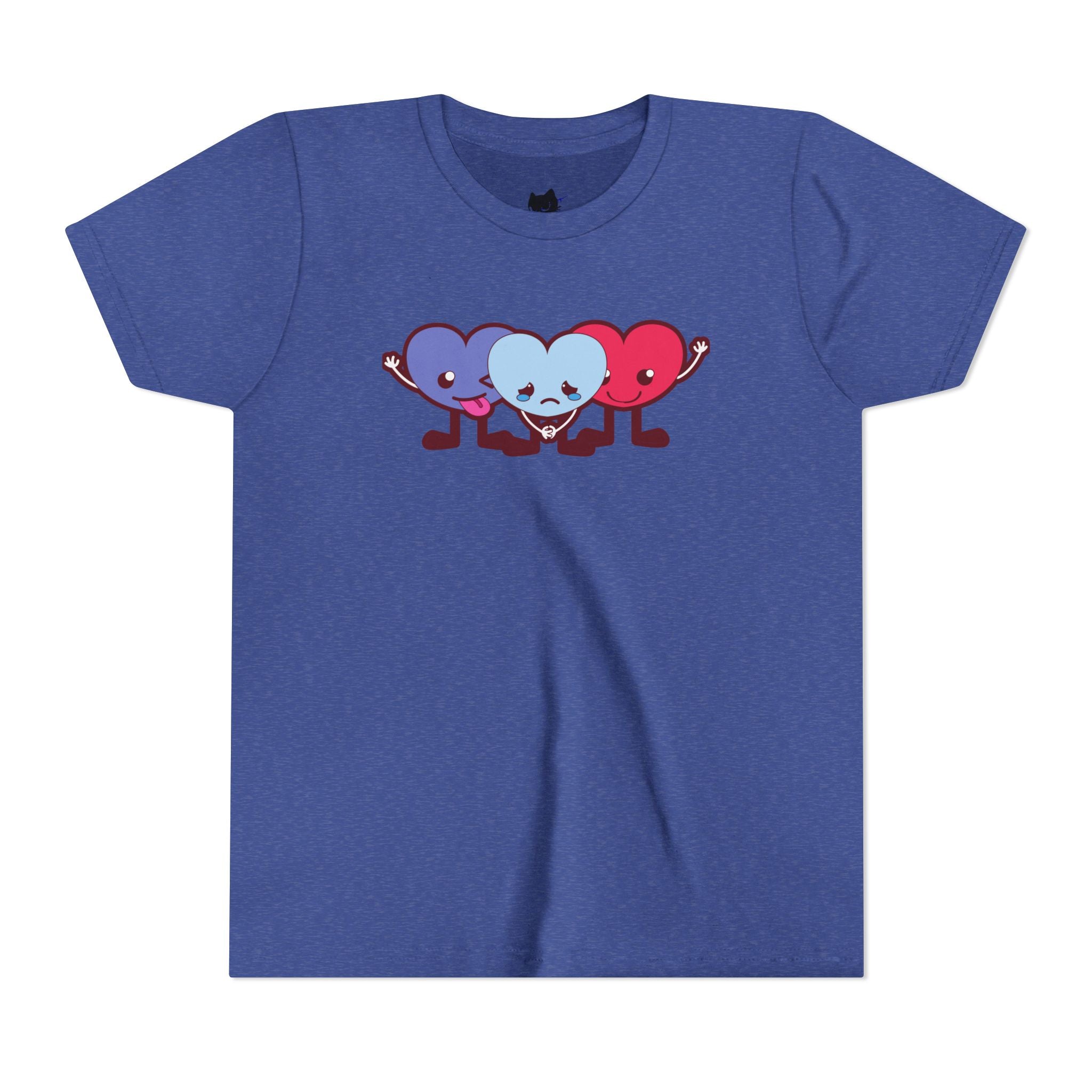Playful Heart Friends Youth Tee, Kids Graphic T-Shirt, Cute Short Sleeve