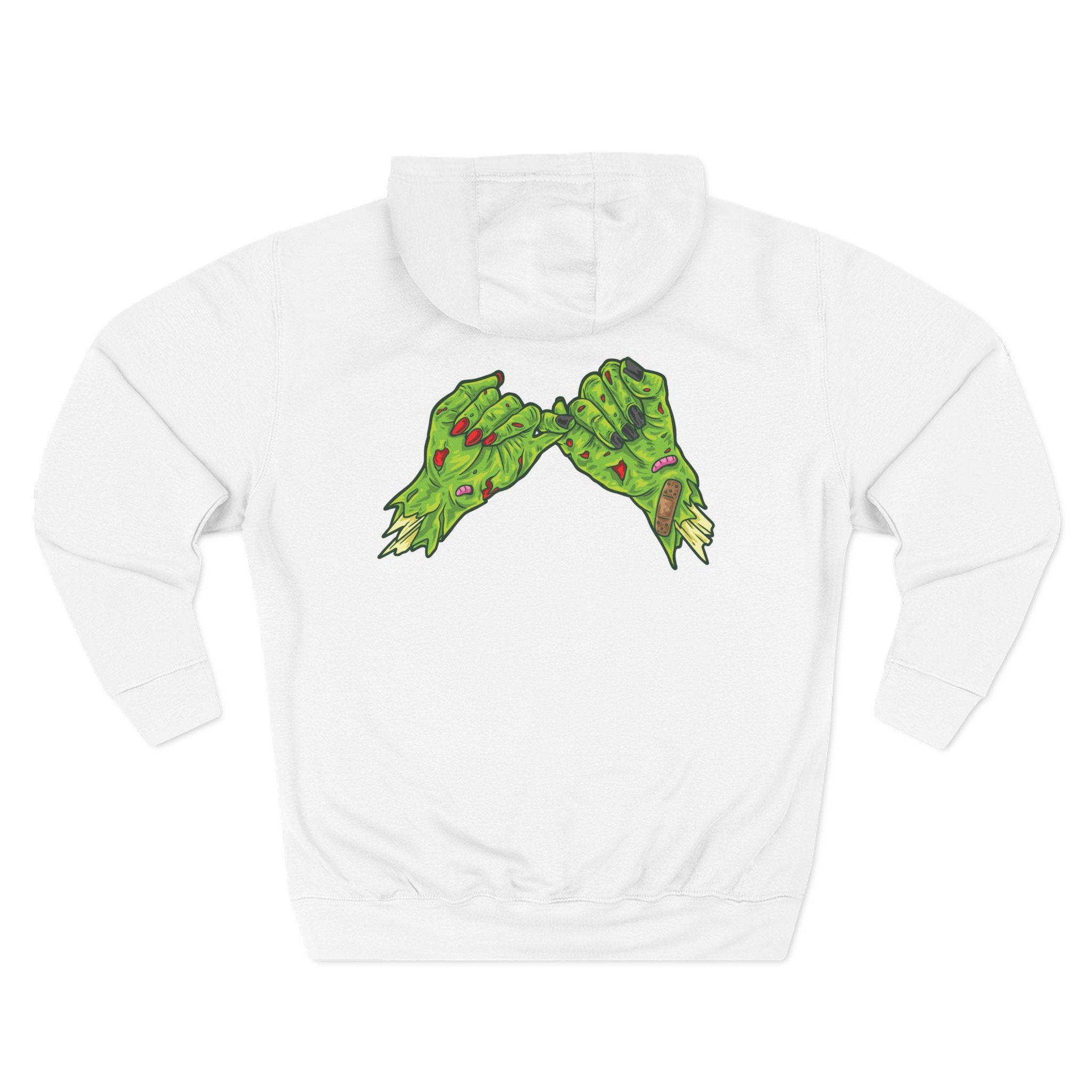 Zombie Hand Three-Panel Fleece Hoodie, Halloween Apparel, Graphic Hoodie, Unisex Sweatshirt, Fun Gift for Friends