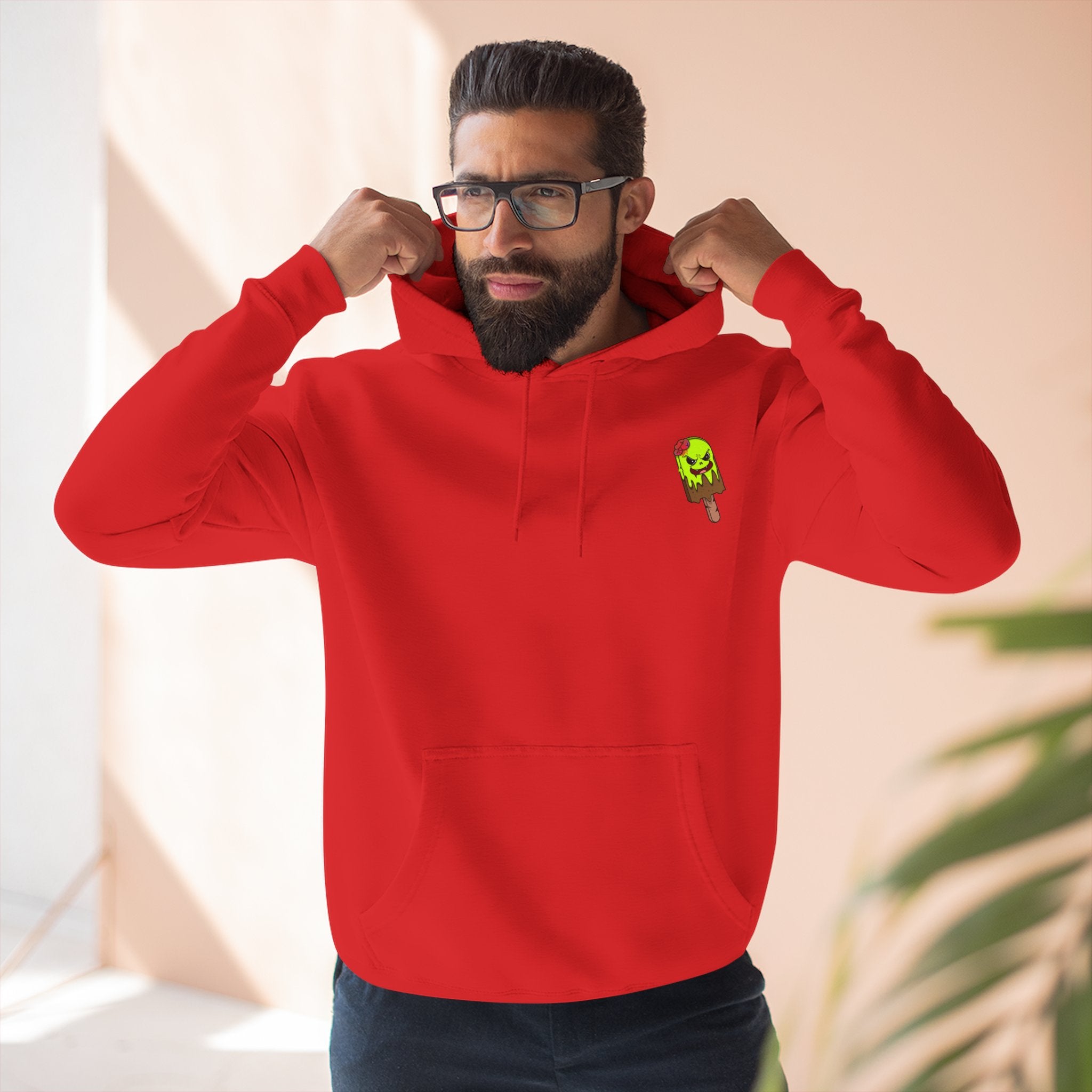 Zombie Hand Three-Panel Fleece Hoodie, Halloween Apparel, Graphic Hoodie, Unisex Sweatshirt, Fun Gift for Friends