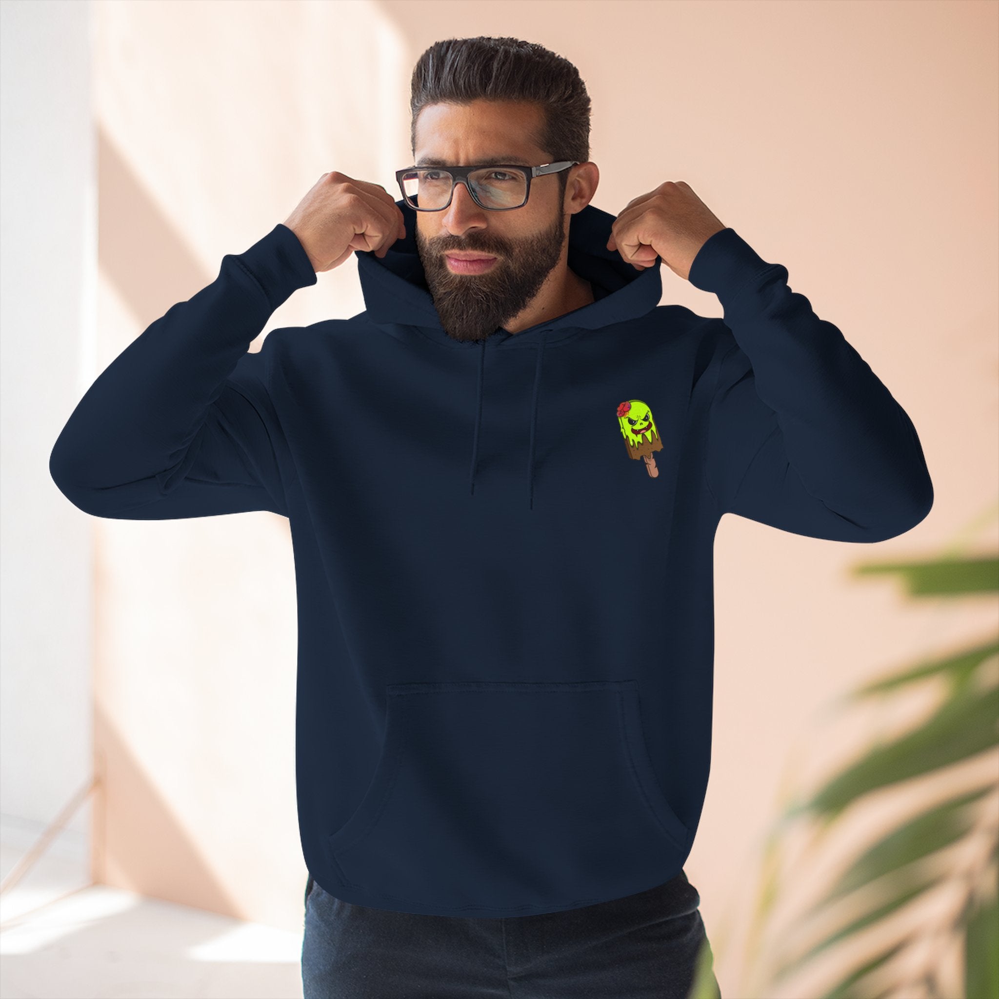 Zombie Hand Three-Panel Fleece Hoodie, Halloween Apparel, Graphic Hoodie, Unisex Sweatshirt, Fun Gift for Friends
