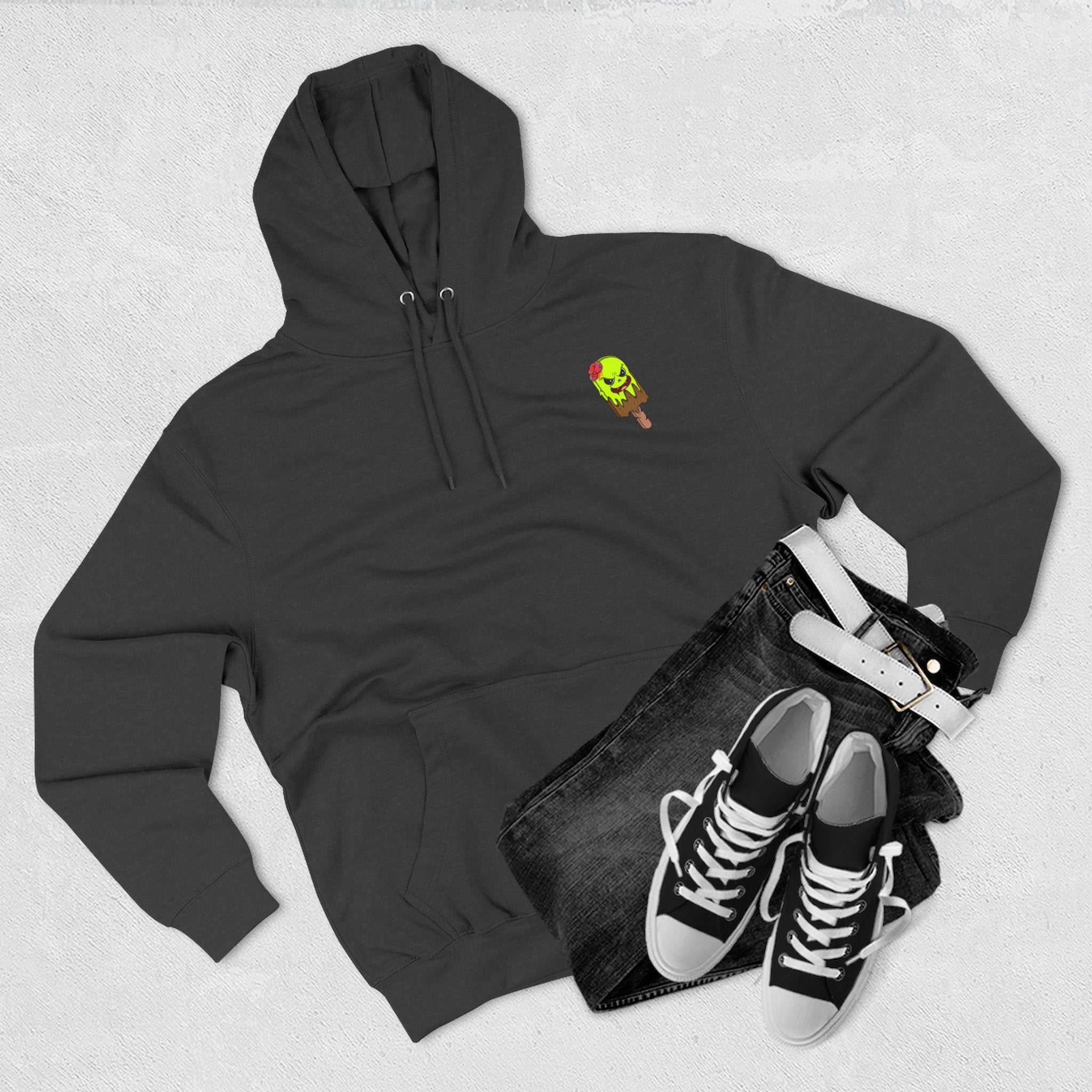 Zombie Hand Three-Panel Fleece Hoodie, Halloween Apparel, Graphic Hoodie, Unisex Sweatshirt, Fun Gift for Friends