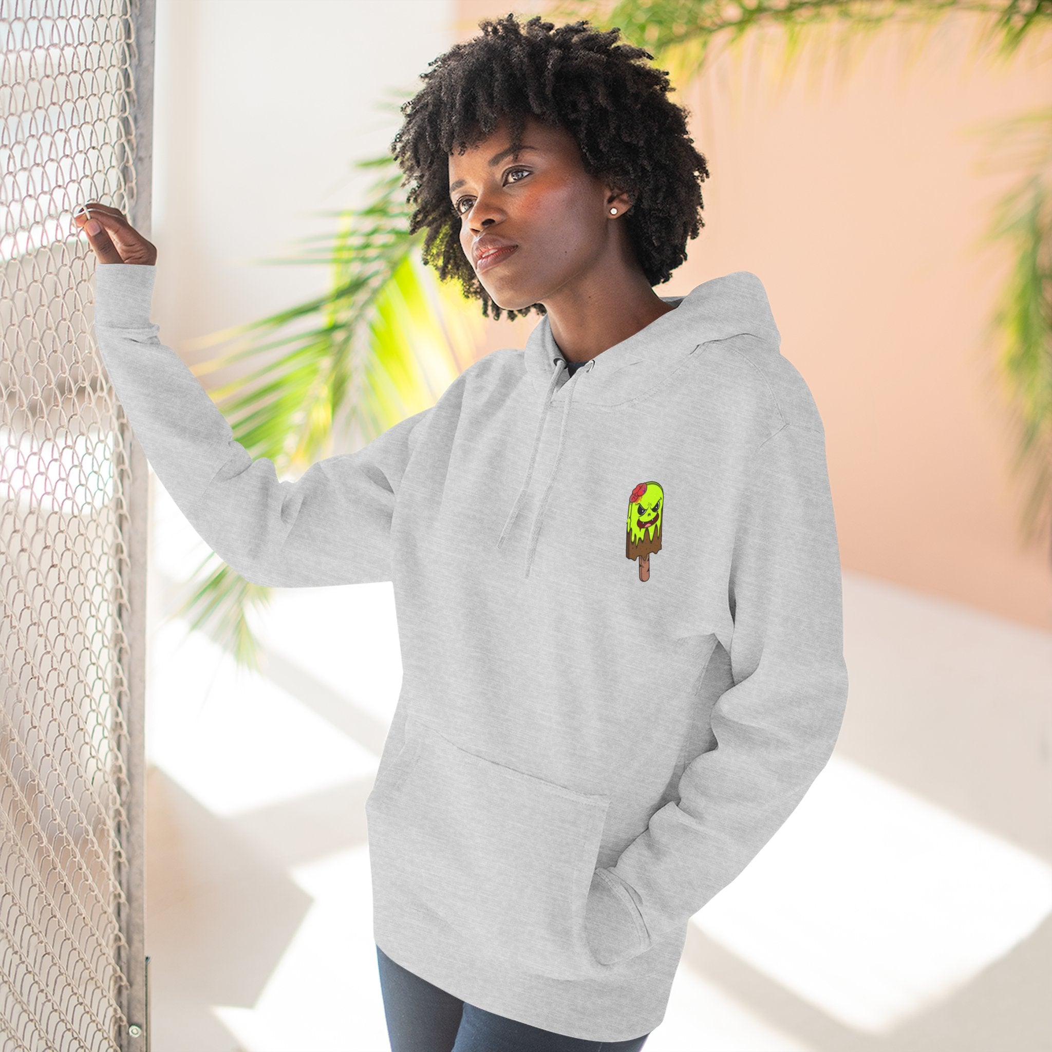Zombie Hand Three-Panel Fleece Hoodie, Halloween Apparel, Graphic Hoodie, Unisex Sweatshirt, Fun Gift for Friends