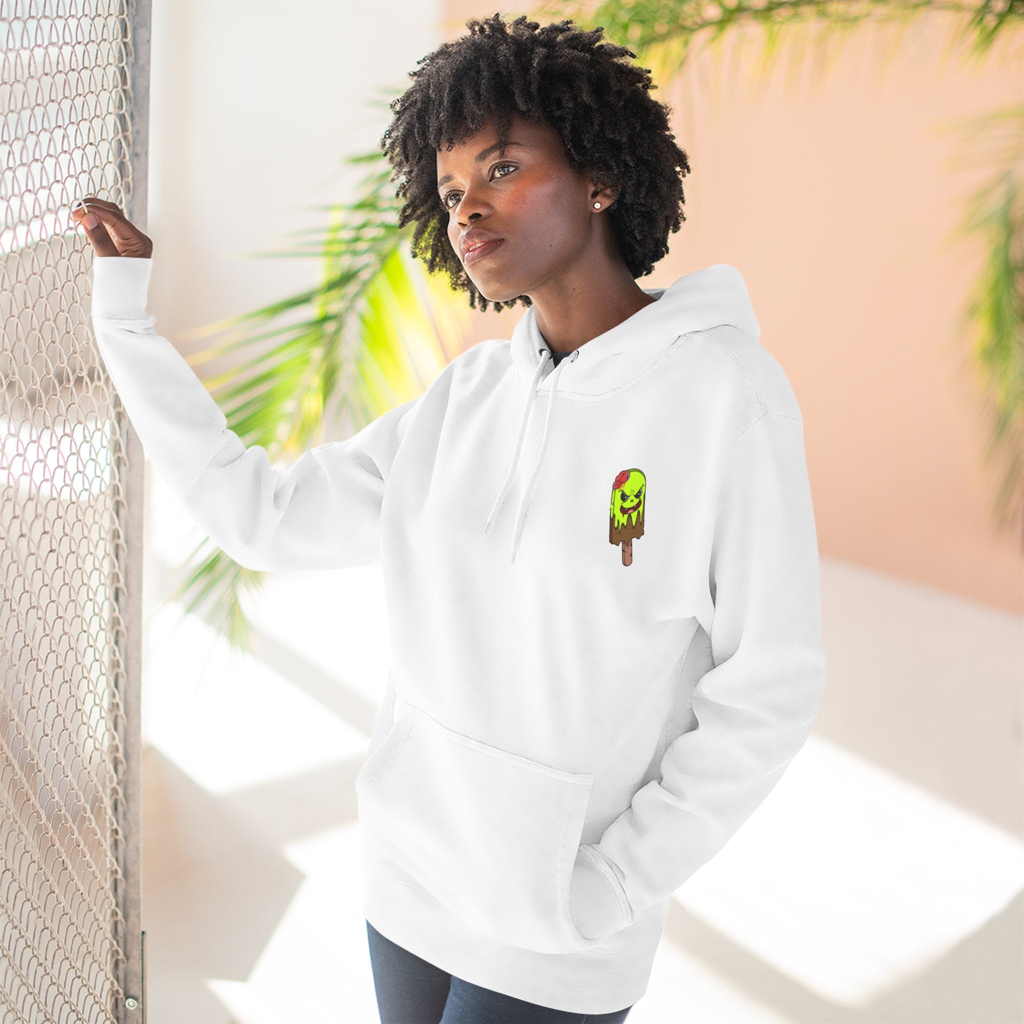 Zombie Hand Three-Panel Fleece Hoodie, Halloween Apparel, Graphic Hoodie, Unisex Sweatshirt, Fun Gift for Friends