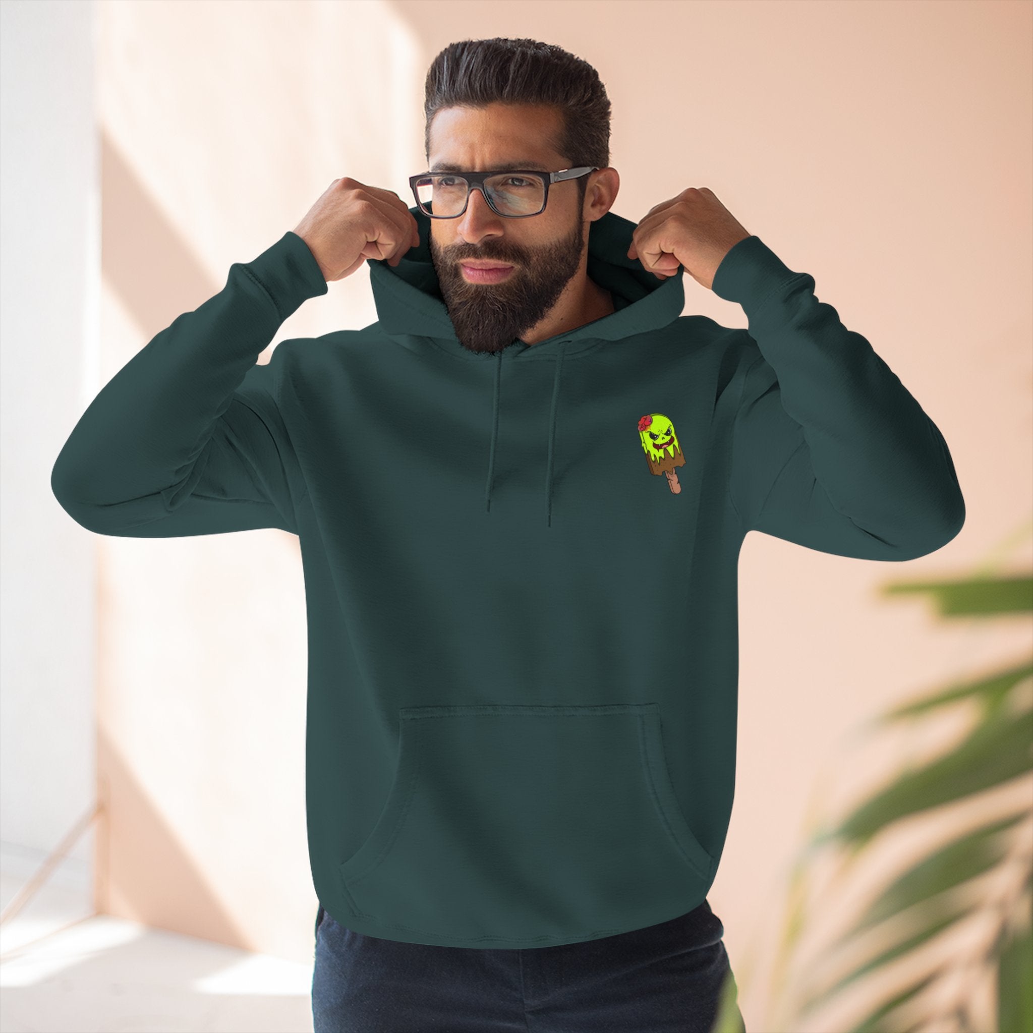 Zombie Hand Three-Panel Fleece Hoodie, Halloween Apparel, Graphic Hoodie, Unisex Sweatshirt, Fun Gift for Friends