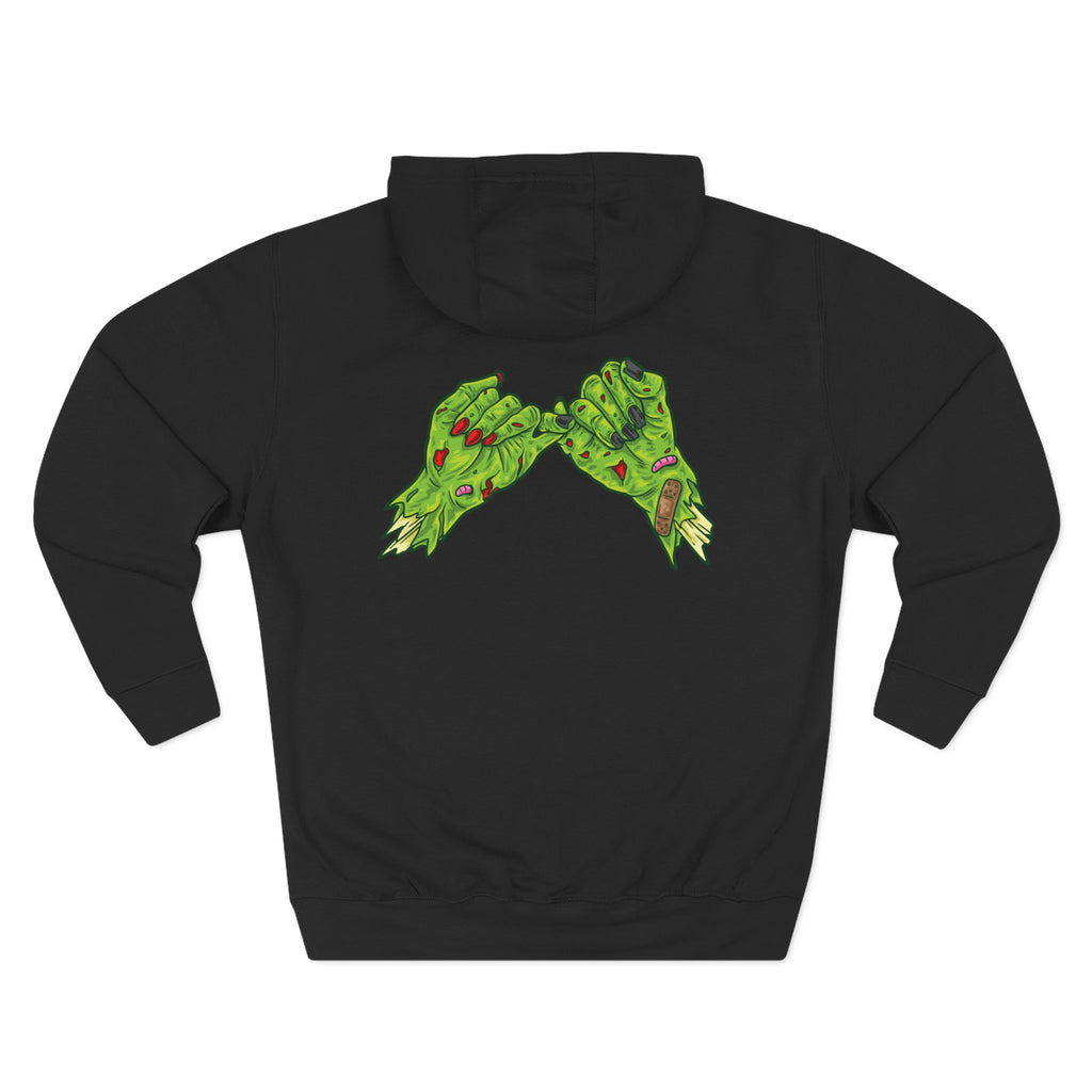 Zombie Hand Three-Panel Fleece Hoodie, Halloween Apparel, Graphic Hoodie, Unisex Sweatshirt, Fun Gift for Friends