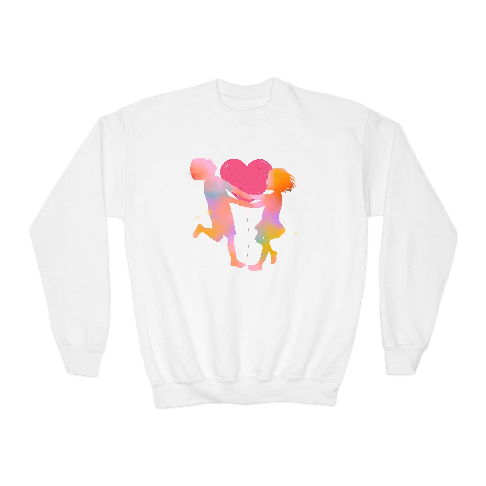 Colorful Heart Youth Crewneck Sweatshirt, Kids Apparel, Cute Sweatshirt, Love Themed Clothing