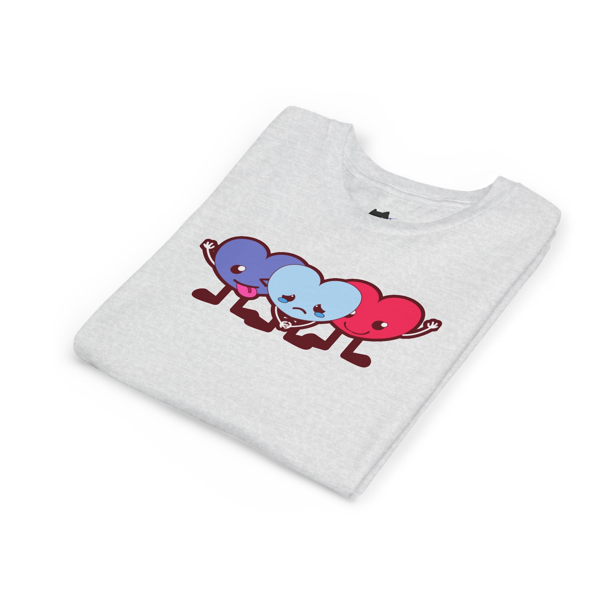Playful Heart Friends Youth Tee, Kids Graphic T-Shirt, Cute Short Sleeve