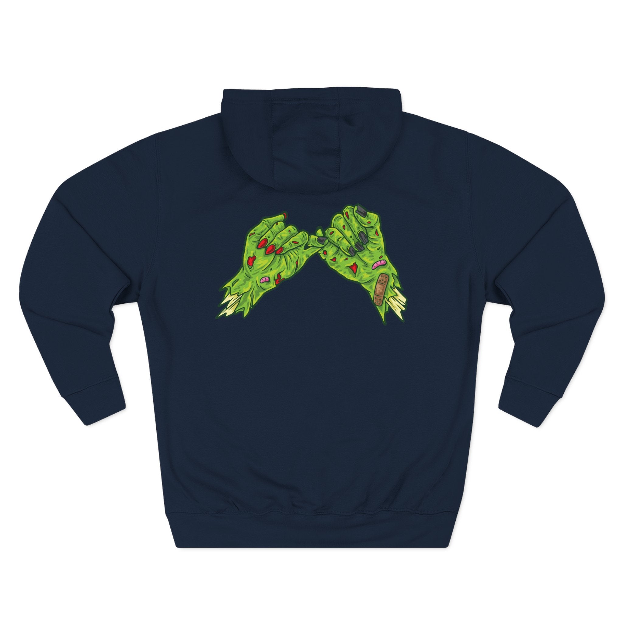 Zombie Hand Three-Panel Fleece Hoodie, Halloween Apparel, Graphic Hoodie, Unisex Sweatshirt, Fun Gift for Friends