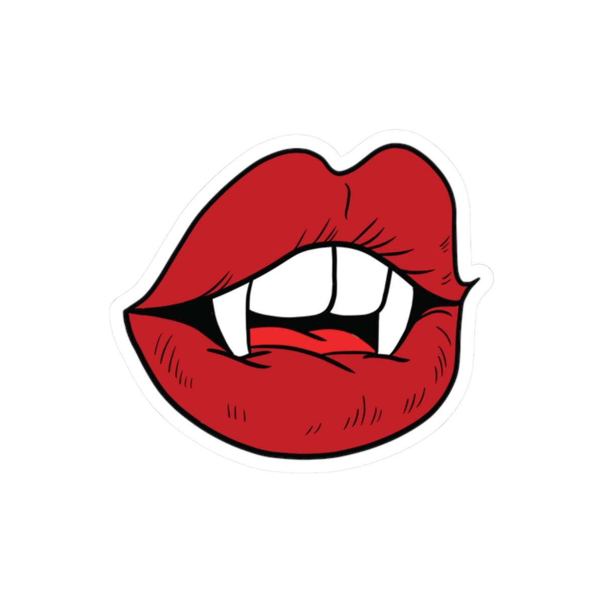 Vampire Kiss-Cut Stickers - Edgy Lip Biting Vampire Design for Halloween, Party Favors, Laptop Decor, Gift Ideas, Trendy Stickers