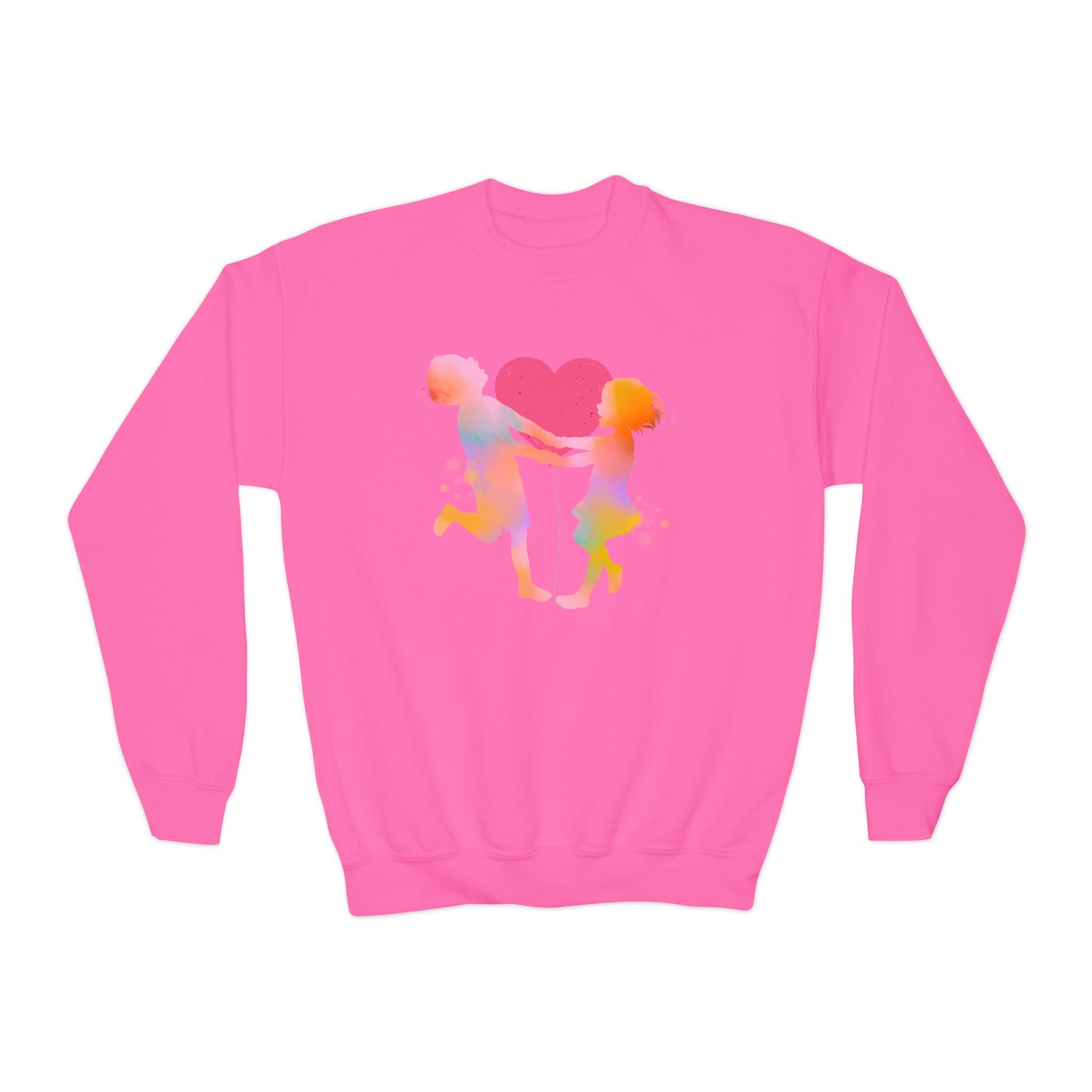 Colorful Heart Youth Crewneck Sweatshirt, Kids Apparel, Cute Sweatshirt, Love Themed Clothing