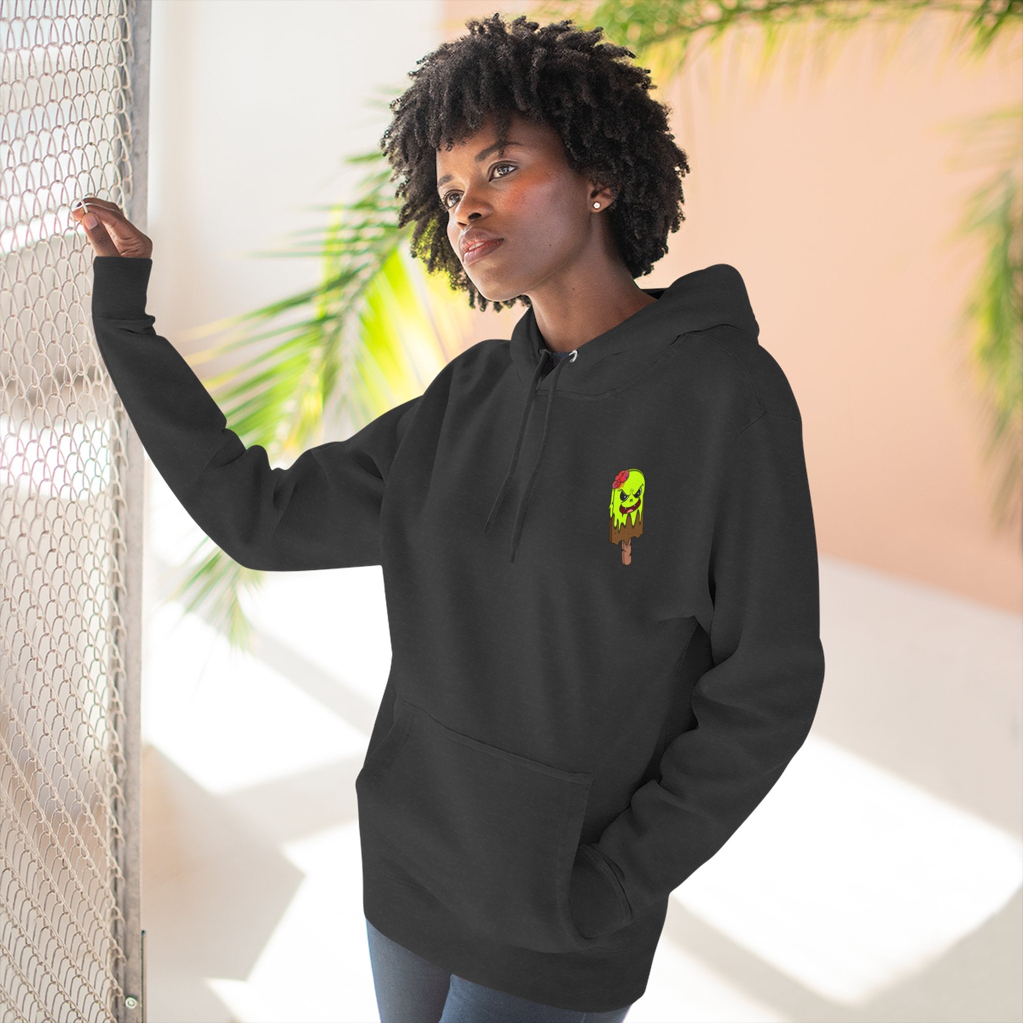 Zombie Hand Three-Panel Fleece Hoodie, Halloween Apparel, Graphic Hoodie, Unisex Sweatshirt, Fun Gift for Friends