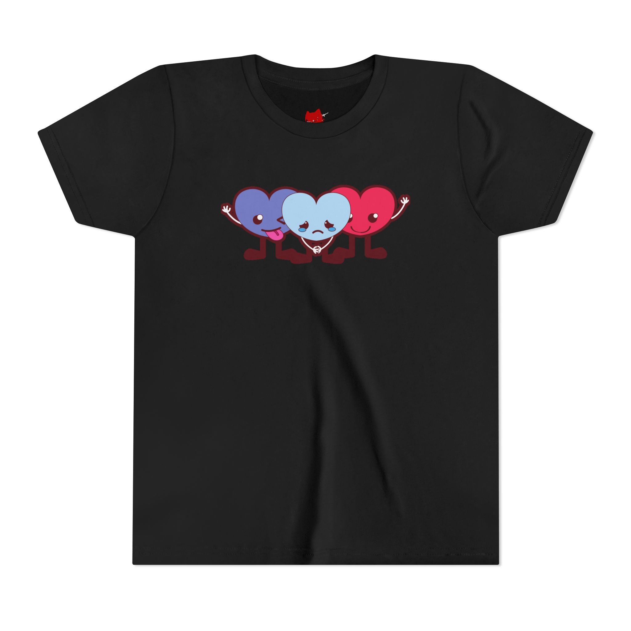 Playful Heart Friends Youth Tee, Kids Graphic T-Shirt, Cute Short Sleeve