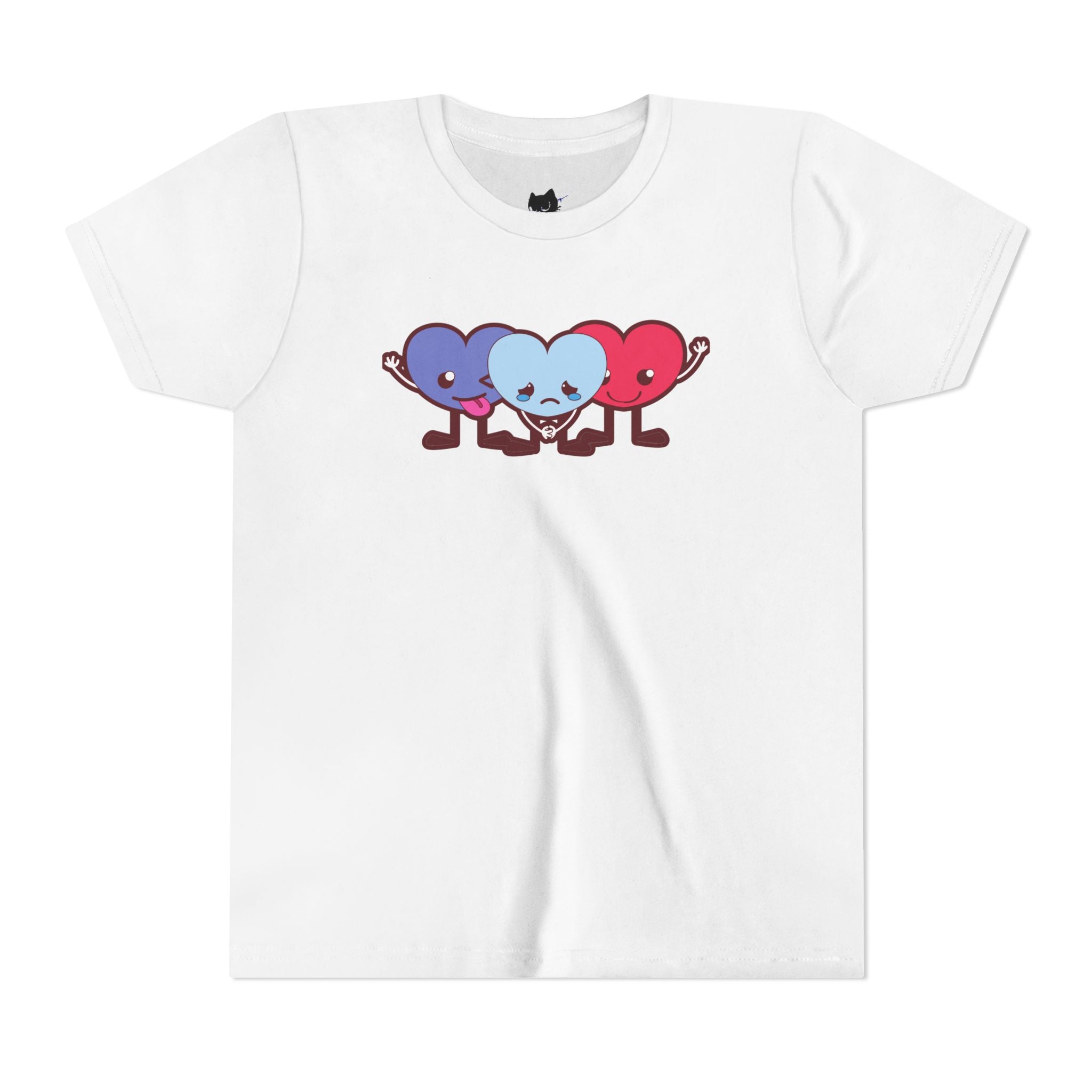 Playful Heart Friends Youth Tee, Kids Graphic T-Shirt, Cute Short Sleeve