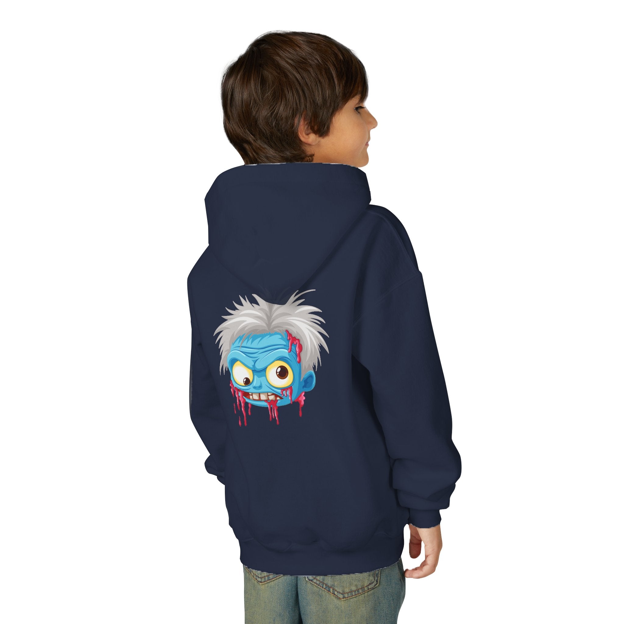 Youth Zombie Hoodie, Fun Halloween Sweatshirt, Cool Costume Apparel, Kids Graphic Hoodie, Gift for Halloween, Scary Cartoon Hoodie