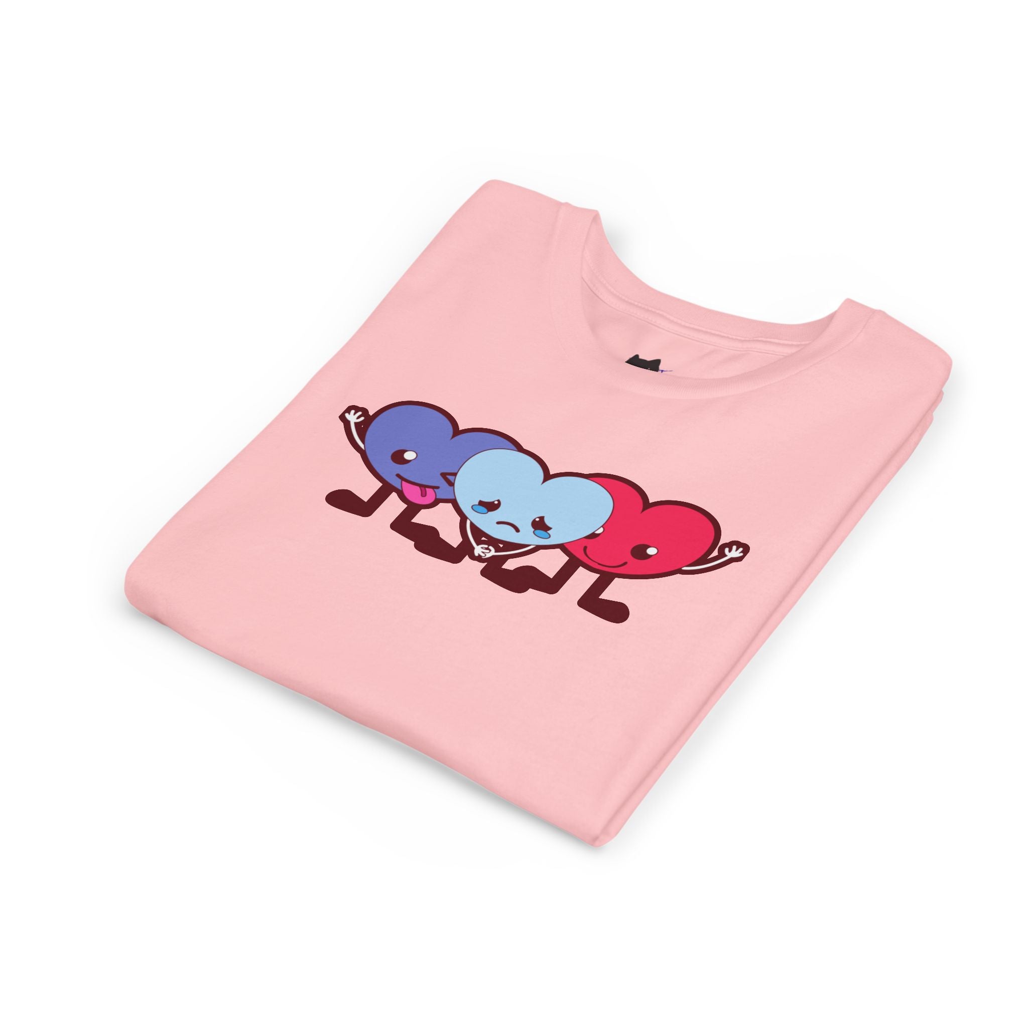 Playful Heart Friends Youth Tee, Kids Graphic T-Shirt, Cute Short Sleeve