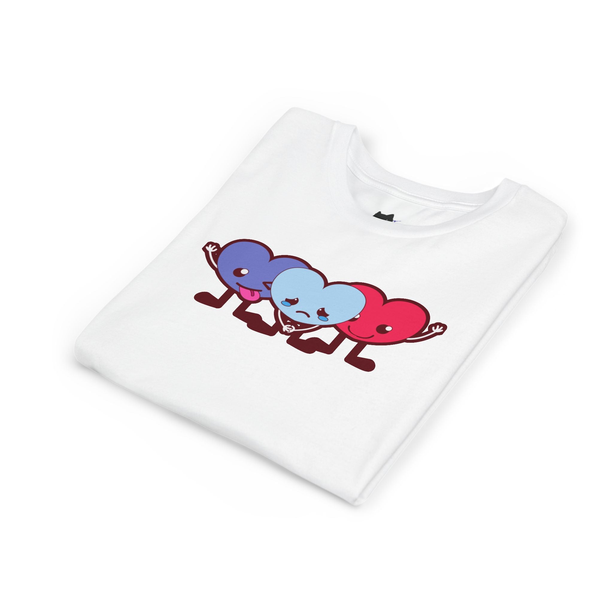 Playful Heart Friends Youth Tee, Kids Graphic T-Shirt, Cute Short Sleeve