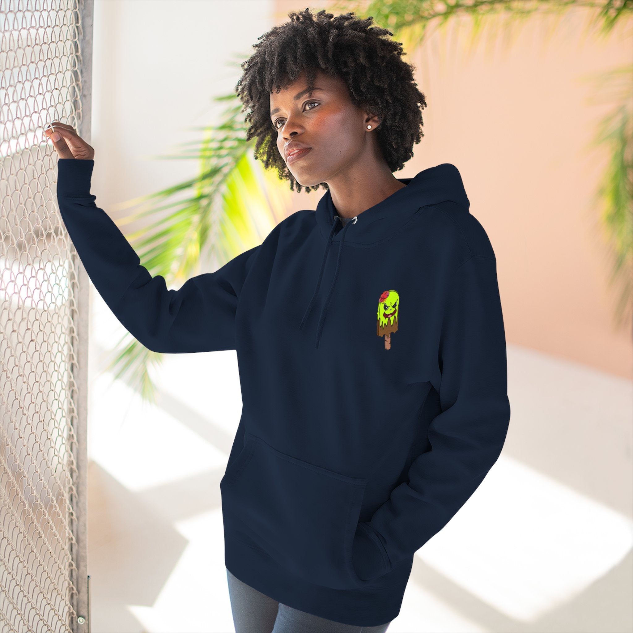 Zombie Hand Three-Panel Fleece Hoodie, Halloween Apparel, Graphic Hoodie, Unisex Sweatshirt, Fun Gift for Friends