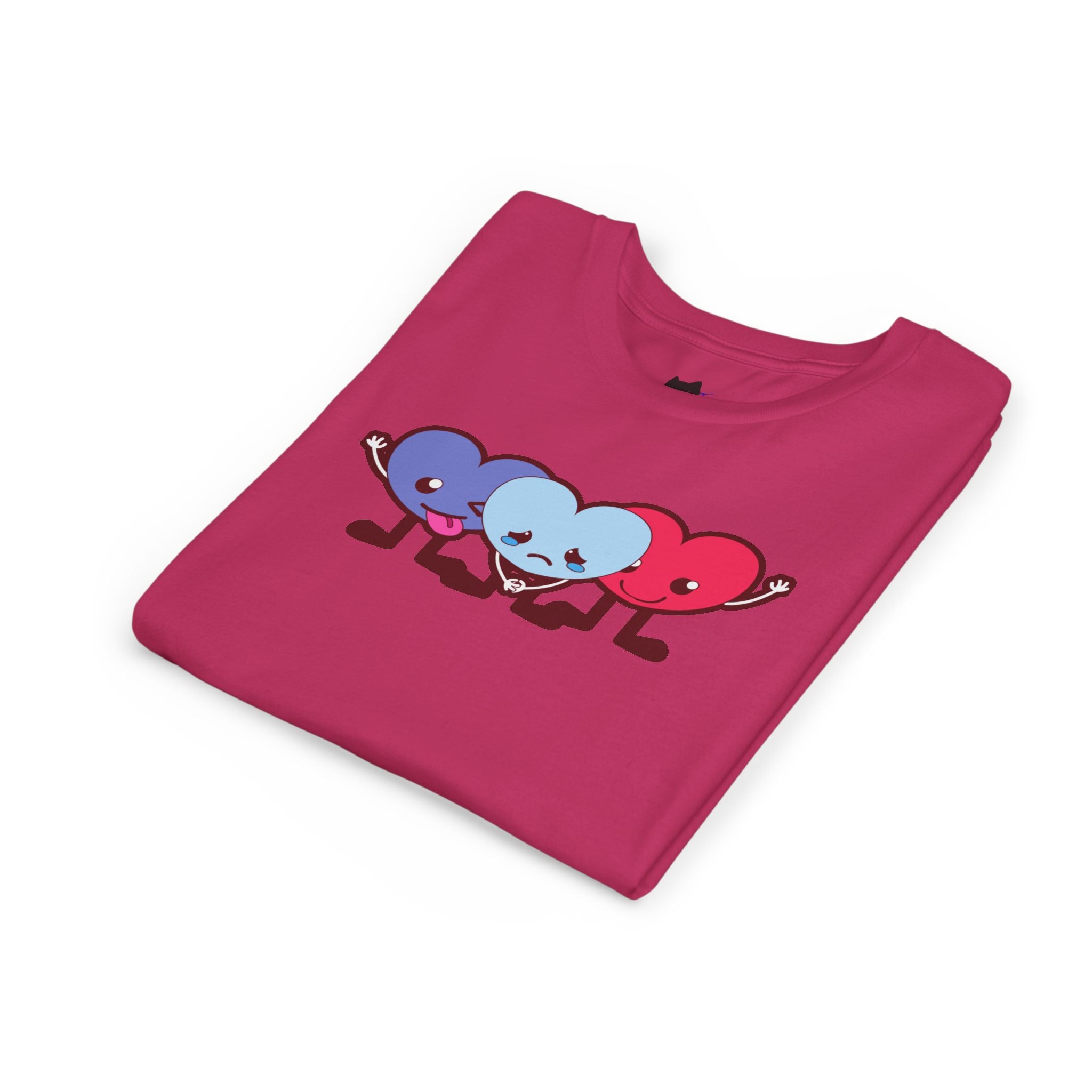 Playful Heart Friends Youth Tee, Kids Graphic T-Shirt, Cute Short Sleeve