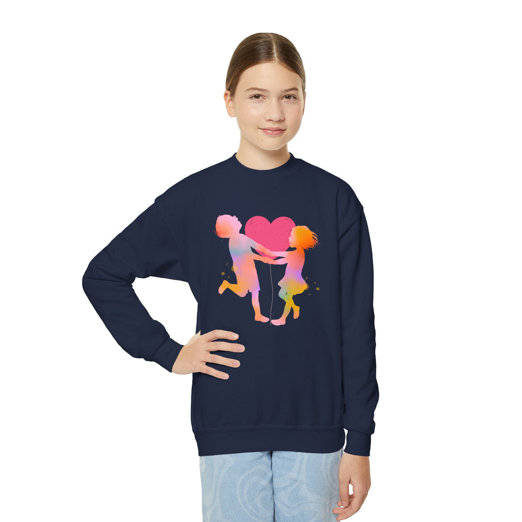 Colorful Heart Youth Crewneck Sweatshirt, Kids Apparel, Cute Sweatshirt, Love Themed Clothing