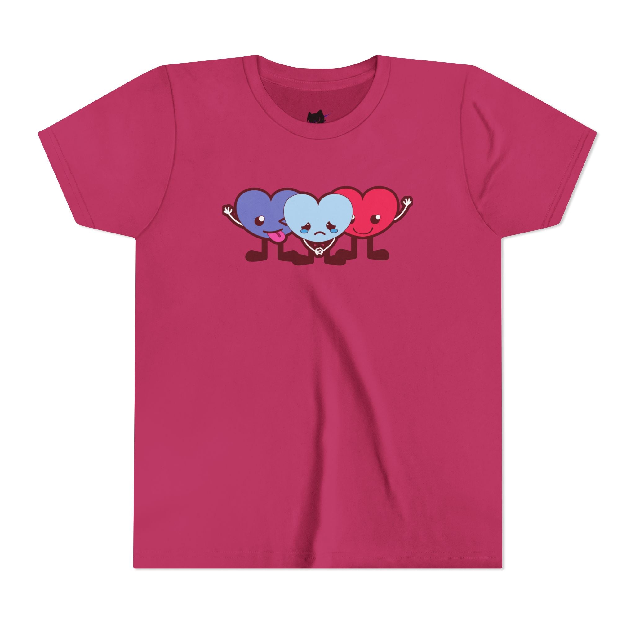 Playful Heart Friends Youth Tee, Kids Graphic T-Shirt, Cute Short Sleeve