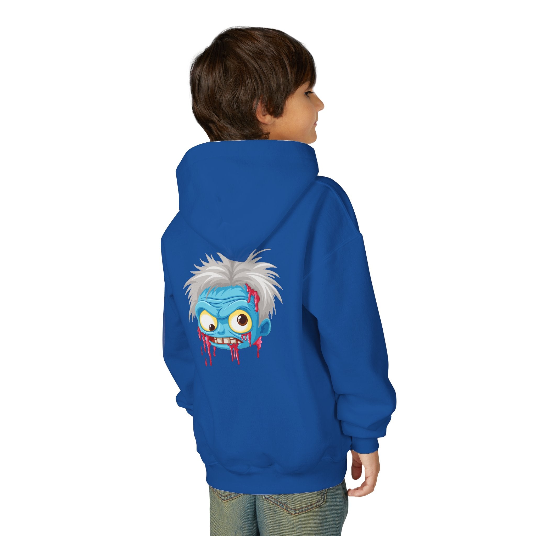 Youth Zombie Hoodie, Fun Halloween Sweatshirt, Cool Costume Apparel, Kids Graphic Hoodie, Gift for Halloween, Scary Cartoon Hoodie