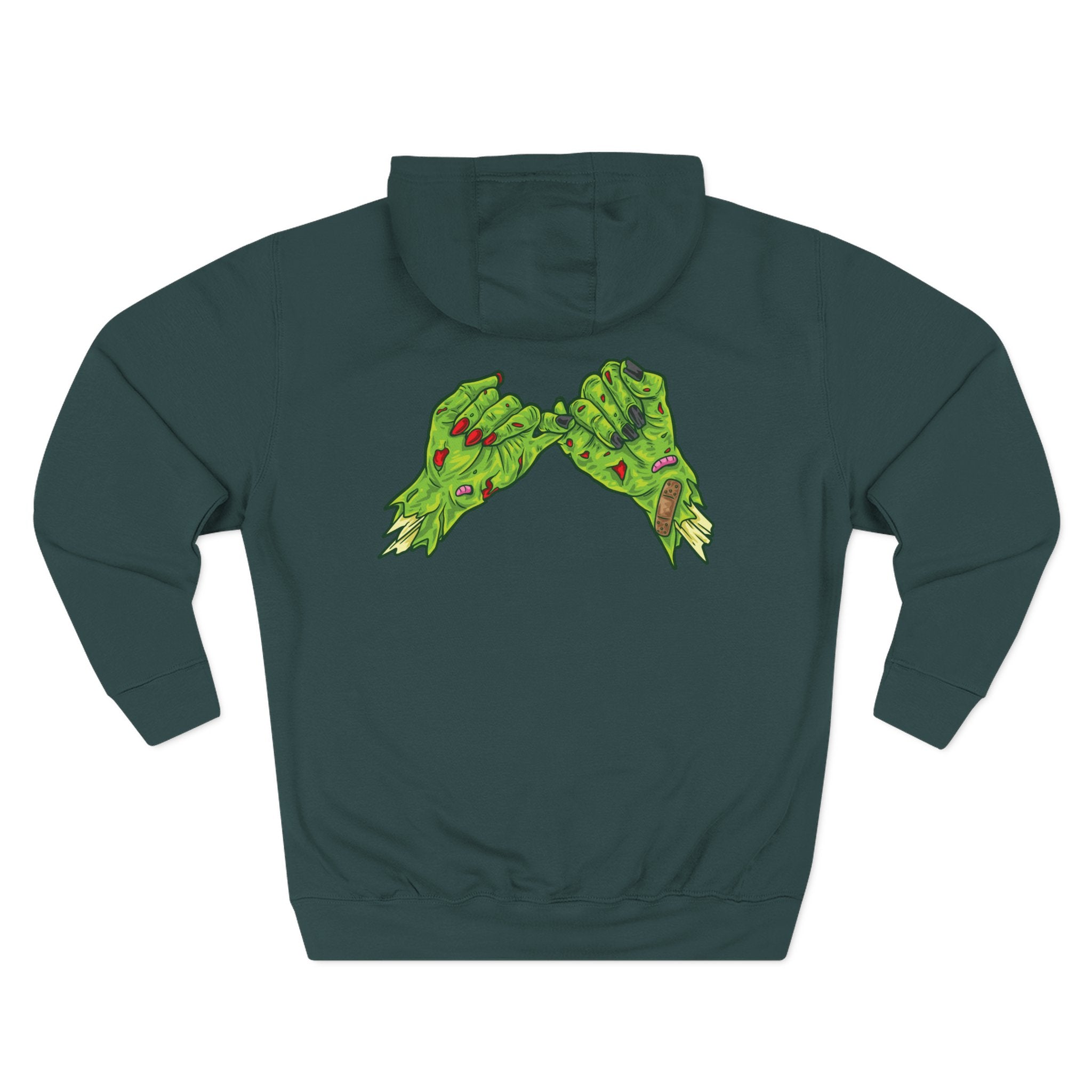 Zombie Hand Three-Panel Fleece Hoodie, Halloween Apparel, Graphic Hoodie, Unisex Sweatshirt, Fun Gift for Friends