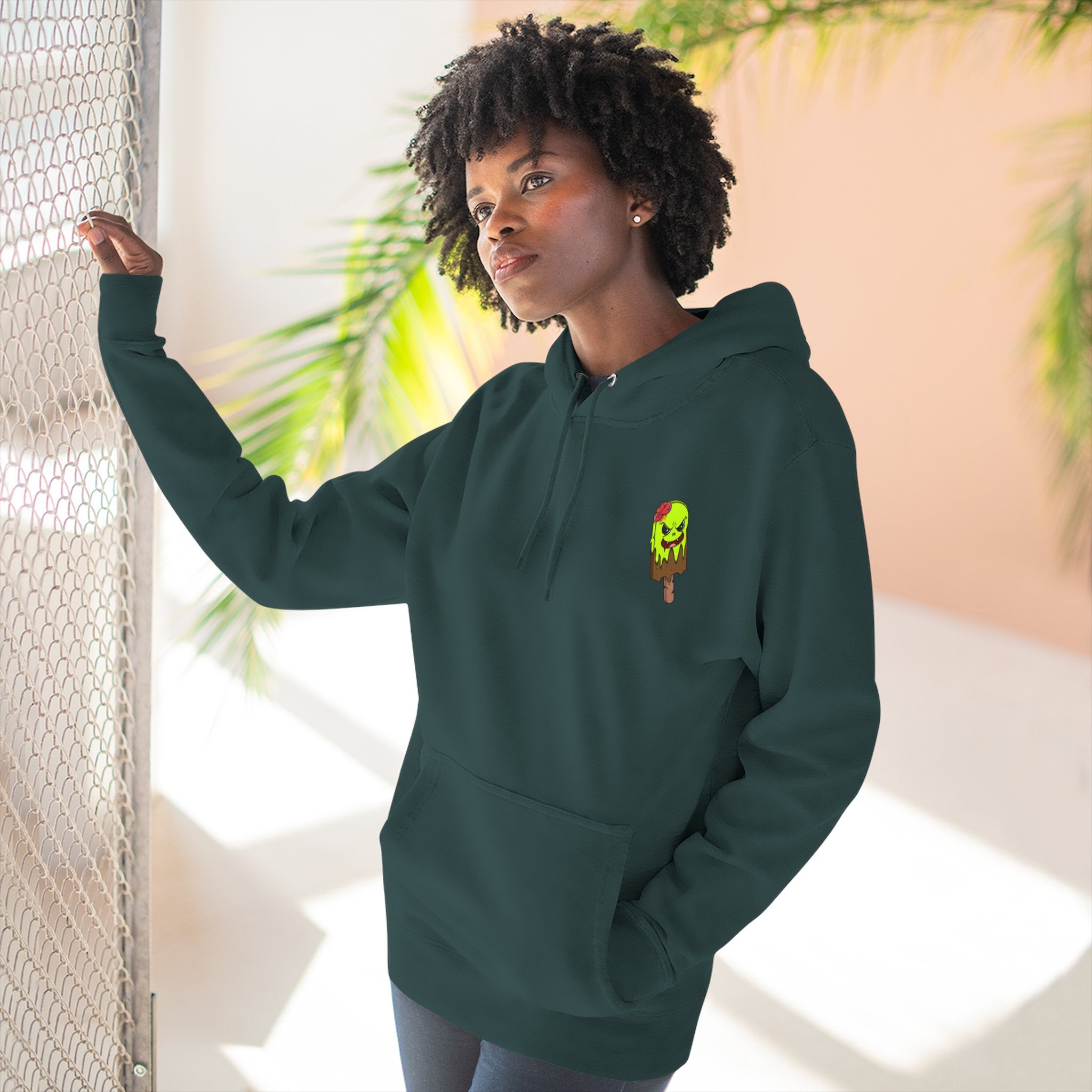 Zombie Hand Three-Panel Fleece Hoodie, Halloween Apparel, Graphic Hoodie, Unisex Sweatshirt, Fun Gift for Friends