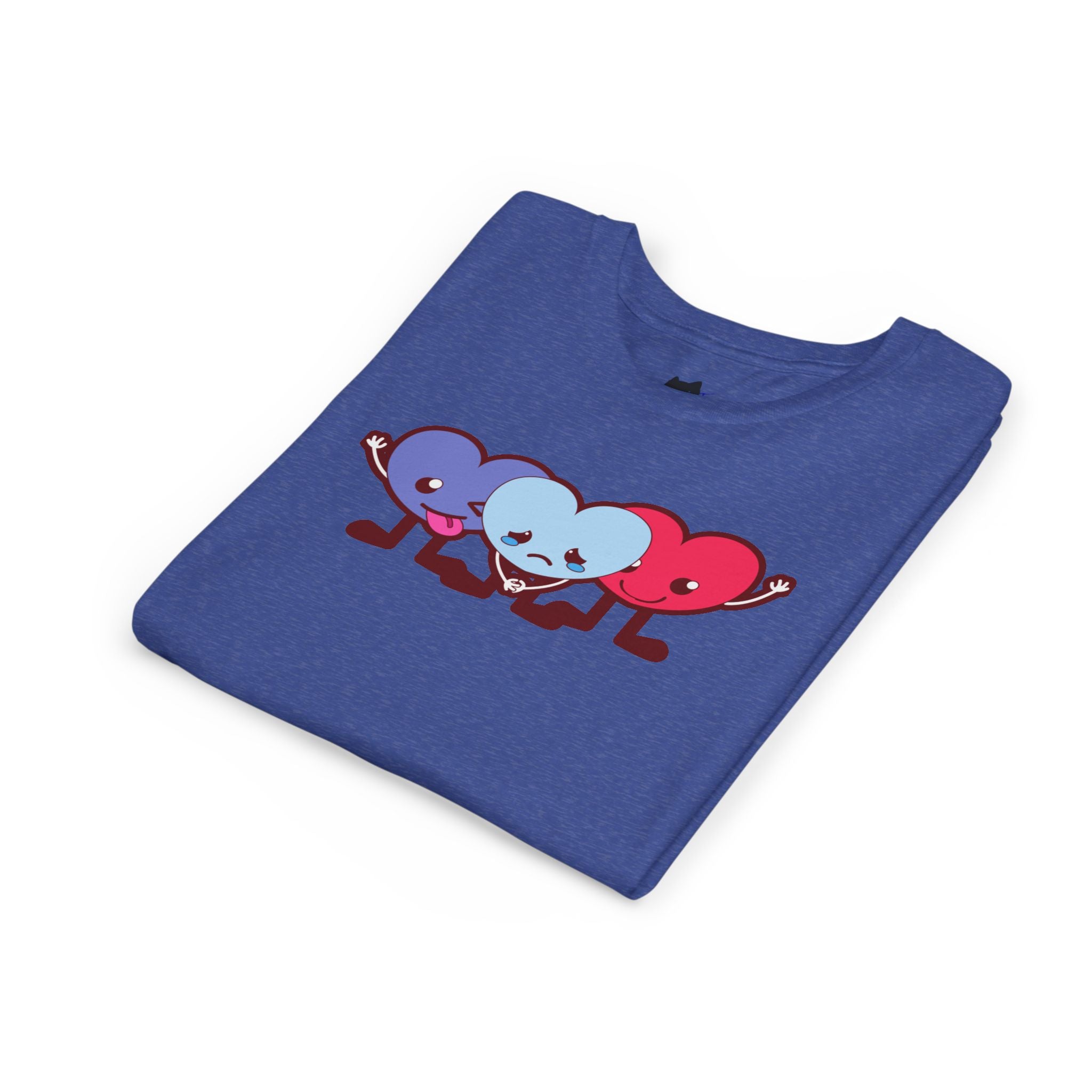 Playful Heart Friends Youth Tee, Kids Graphic T-Shirt, Cute Short Sleeve